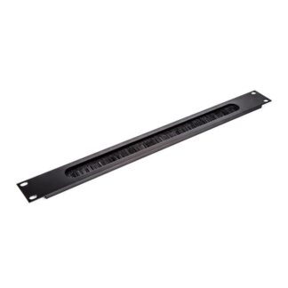 Penn Elcom 1U Black Rack Panel with Cable Access Slot and Brushes