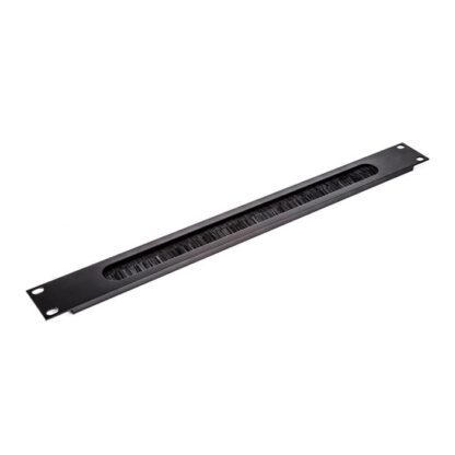 Penn Elcom 1U Black Rack Panel with Cable Access Slot and Brushes