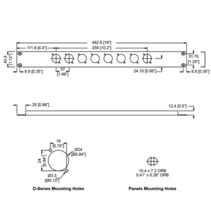 Penn Elcom 1U Rack Panels Punched for 8 x D-Series Connectors - Image 2